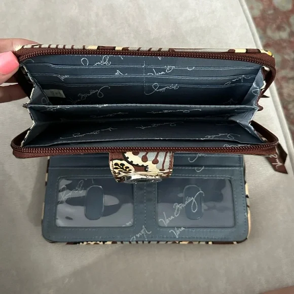 Vera Bradley Brown and Cream Paisley Wallet - Picture 5 of 10